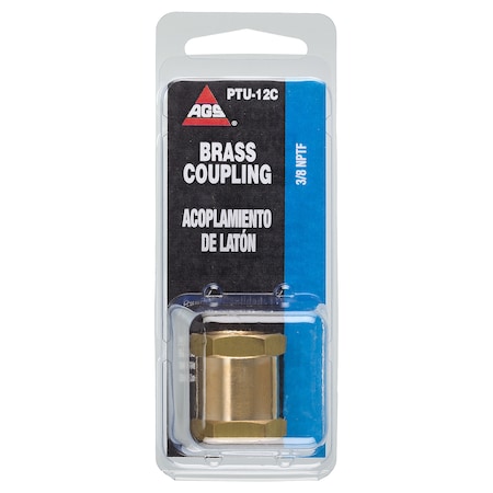 Ags Brass Coupling, Female (3/8-18 NPT), 1/card PTU-12C